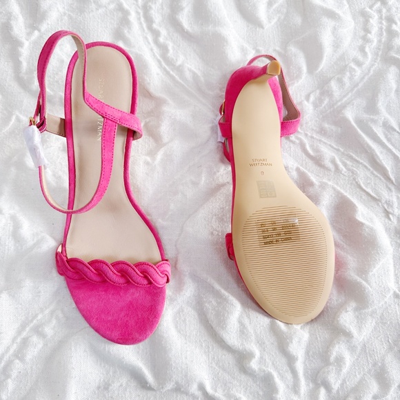 Stuart Weitzman Dancer Twistie 100 Suede Sandal In Pink Size 9 - Picture 8 of 8
